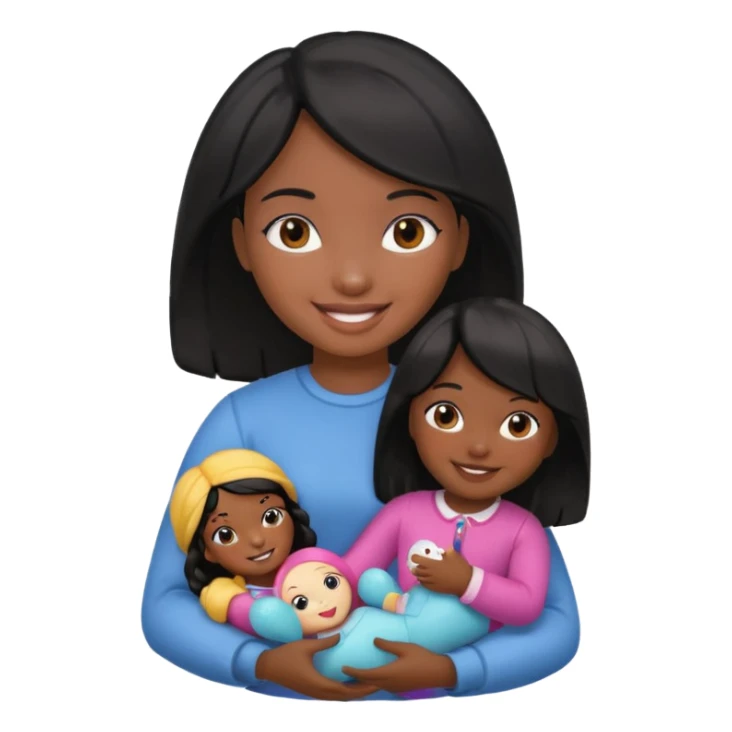 a black hair girl holding 1 doll sticker