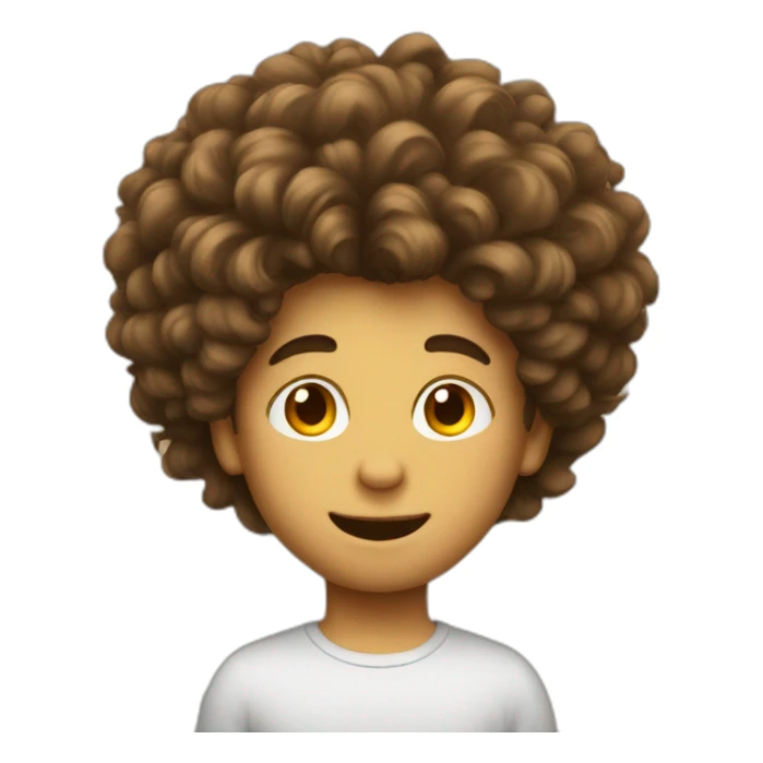 playful boy with big hair sticker