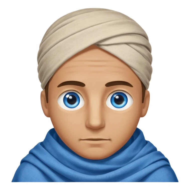 blue eyed desert man cowered with cloth sticker