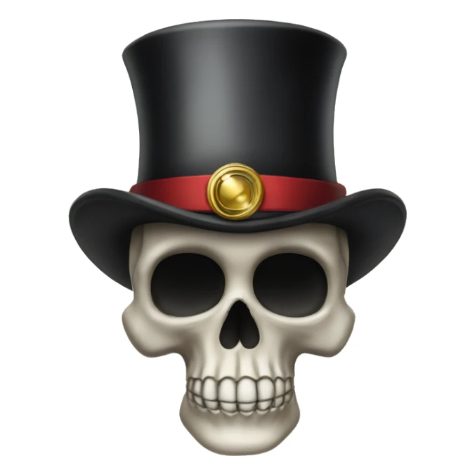 Skull emoji with a top hat and monocle sticker