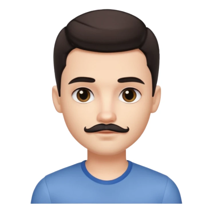 Very pretty handsome bratz man , short mustache ,short ,  short dark hair, has black eyes , pale skin, defined jawline sticker