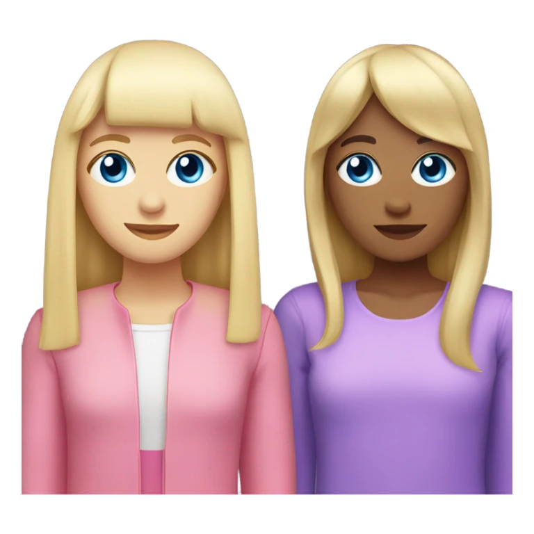 A white person with blonde hair that is straight down, he has bangs, and has two colored eyes, purple and blue, wears a ribbon, and wears pink clothes  sticker