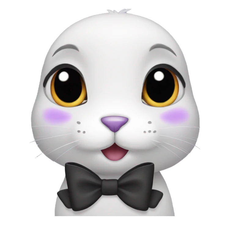 Female purple rabbit with a black bow sticker