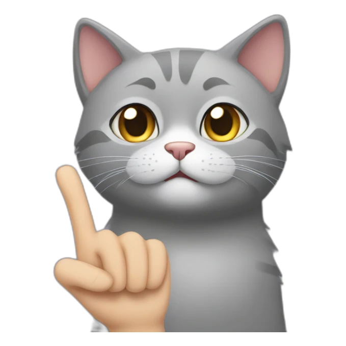 Grey cat who makes a finger of honor sticker