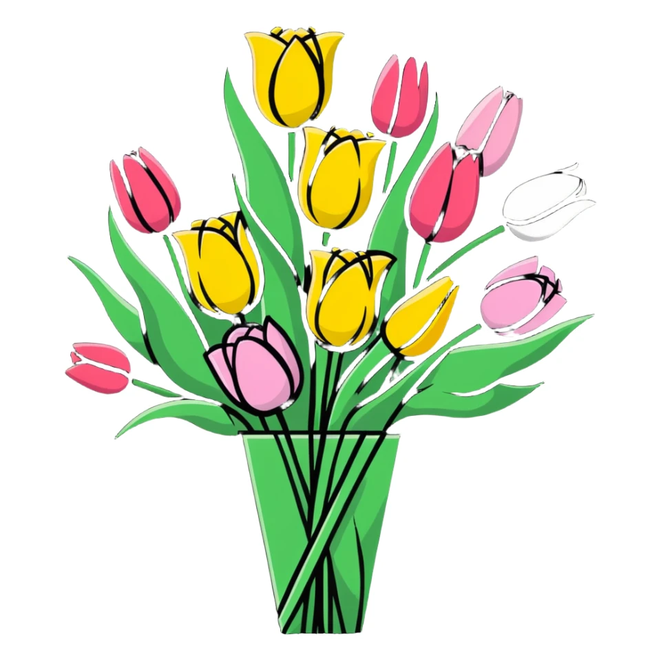 spring flower bouquet with colorful tulips and roses sticker