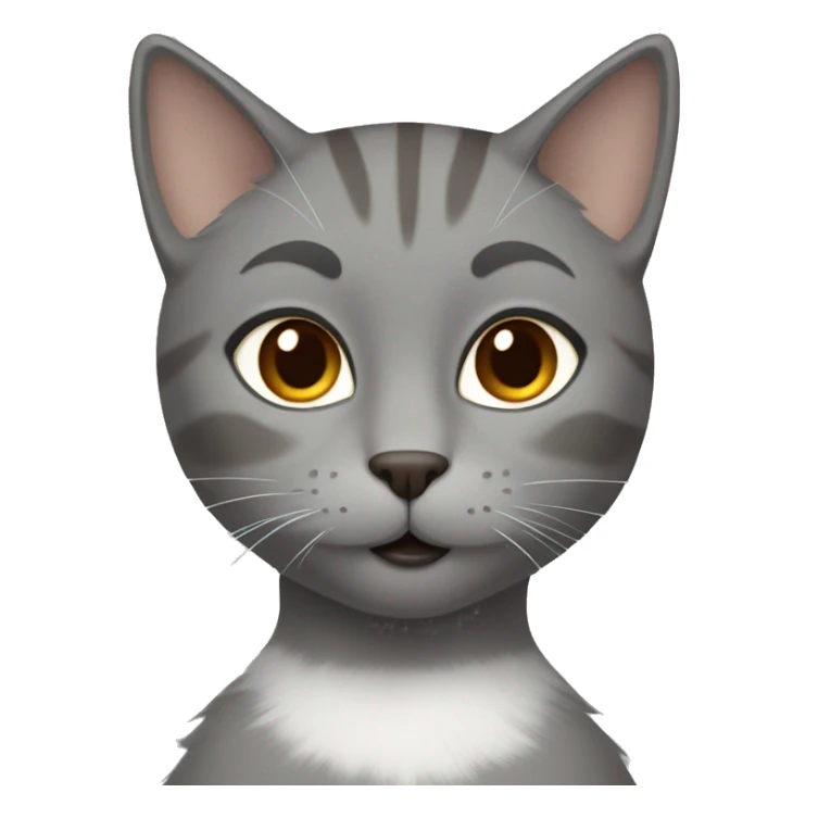 grey cat and women with brown hair and brown eyes  sticker
