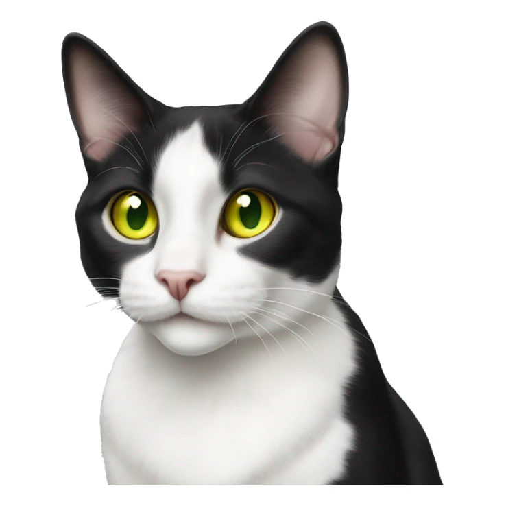 Cute black and white harlequin tuxedo cat with yellow green eyes sticker