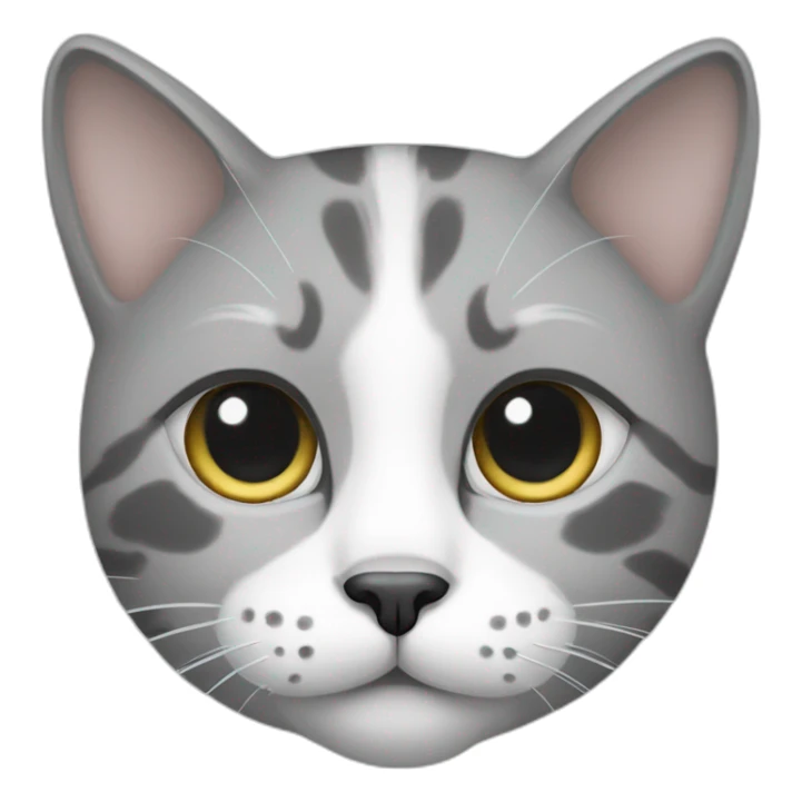 grey and white cat with dot on nose sticker