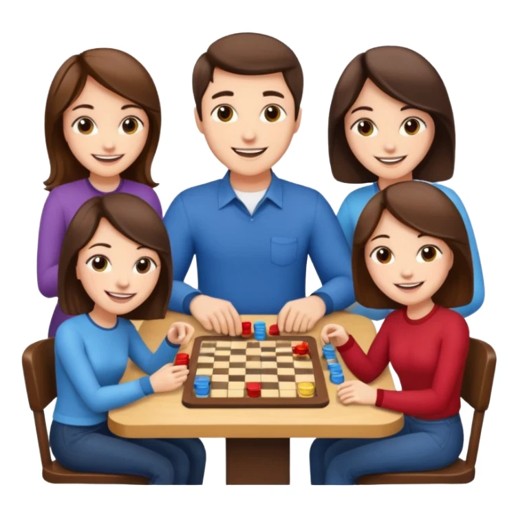 2 male and 2 female brunette friends playing board game sticker