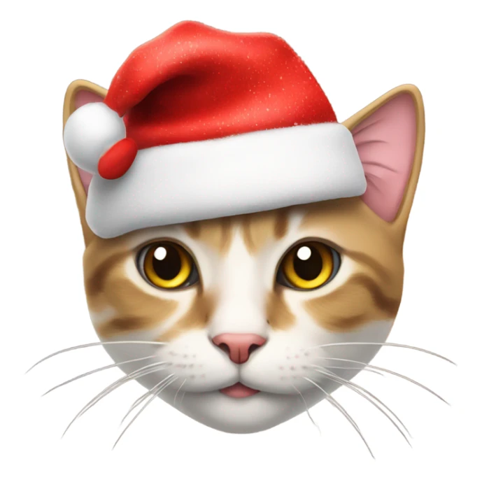 cat with christmas hat and heart sticker