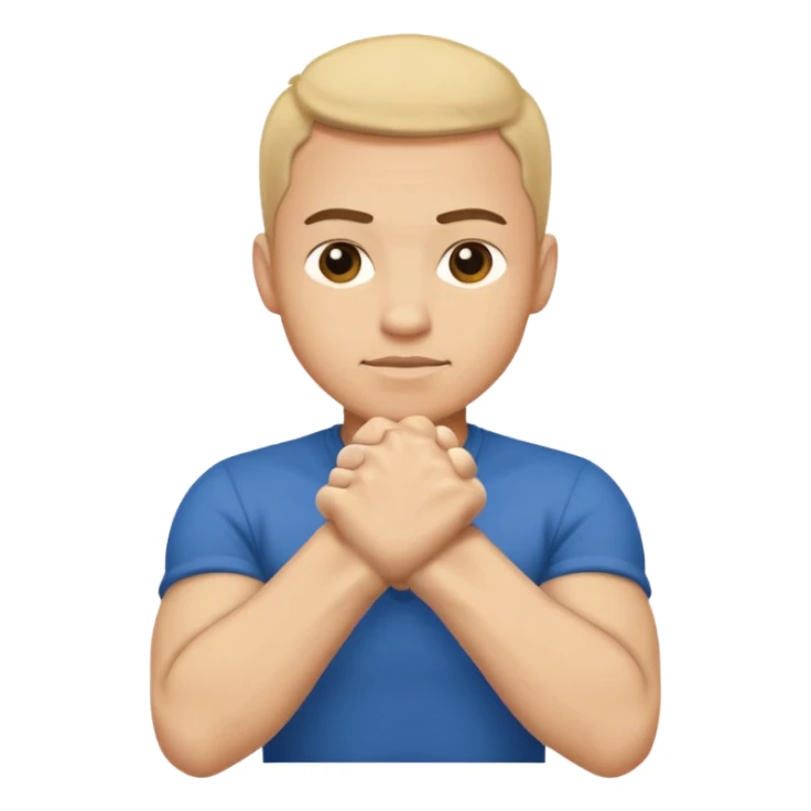 This emoji(🙇‍♂️) but have the hands in fist shaped and stacked vertically on top of each other sticker