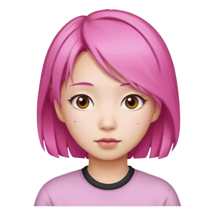 asian emoji girl  face with pink hair  sticker