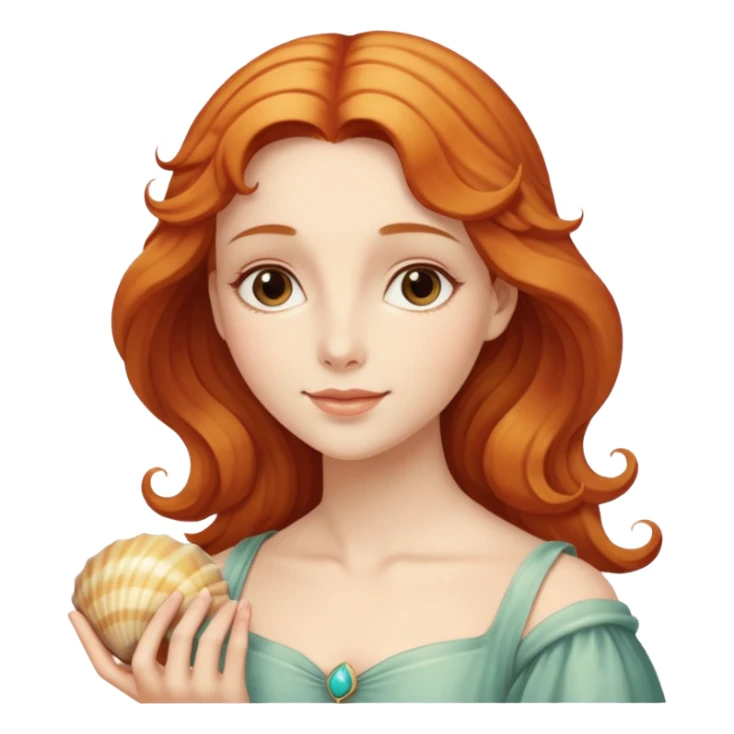 Soft, nurturing, or a bit shy. Very polite and kind. woman in a shell like venus by boticelli
more dinamic emoji sticker