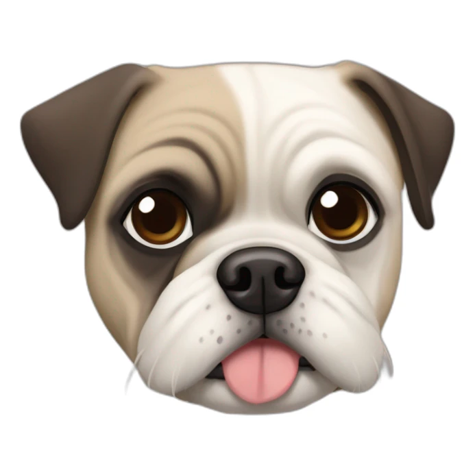 A pug cross bred with a schnauzer with fully white furr and brown eyes sticker