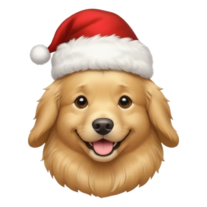 Golden retriever wearing a Christmas hat sticker