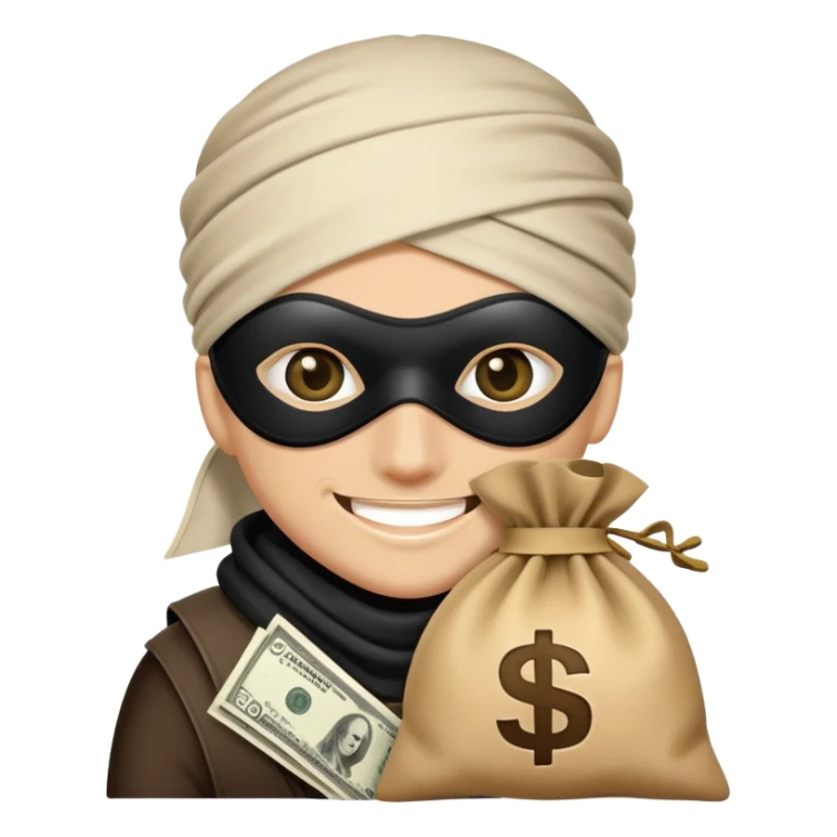 cartoon bandit with eye mask and money bag sticker
