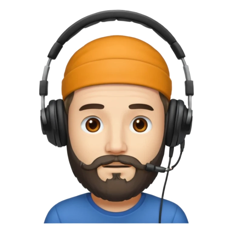 create a Men with Beard and Headphones and some hairs on his head sticker