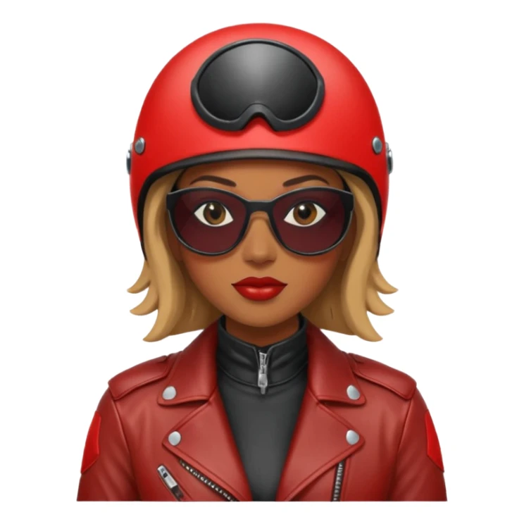 Motorbiker black woman with red leather jacket sticker