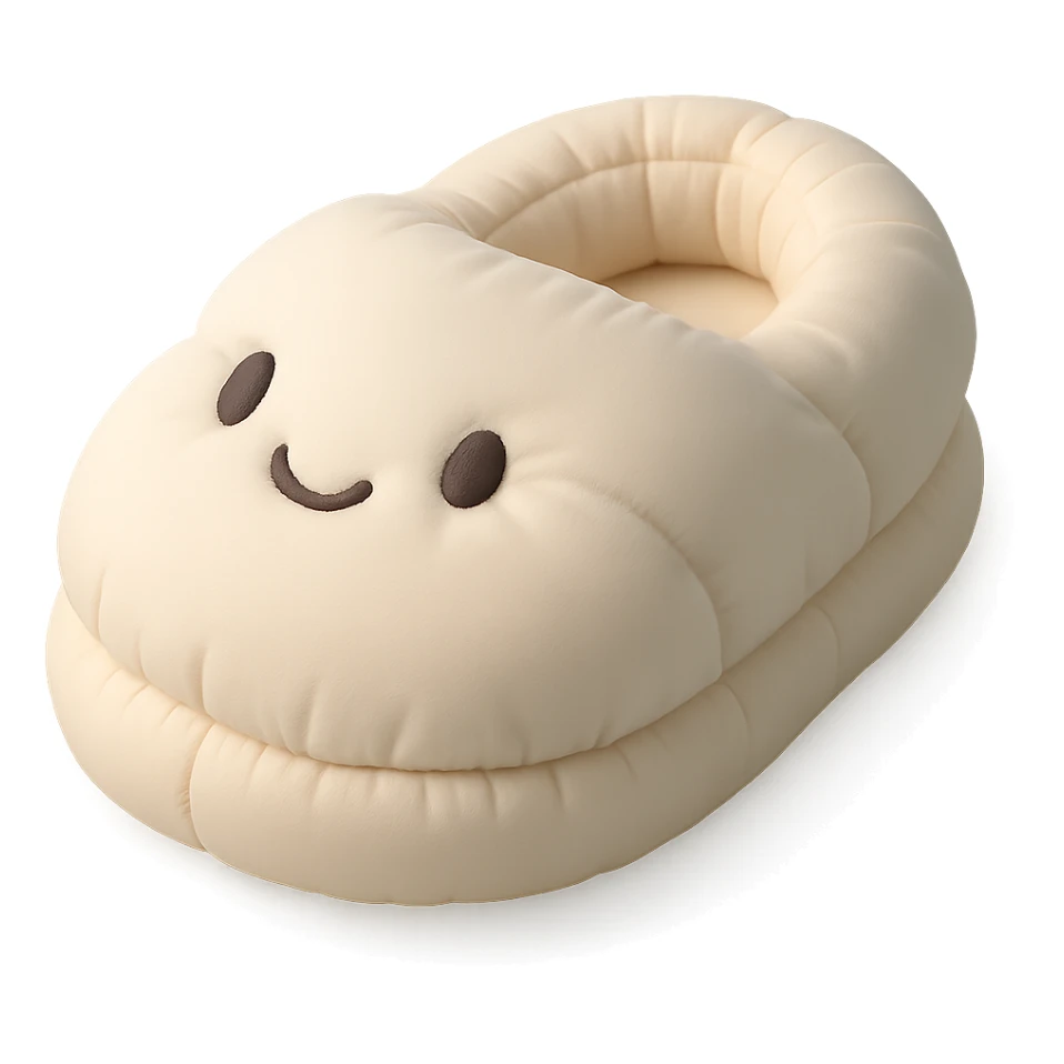 single fluffy slipper with a cute face, cushion style sticker