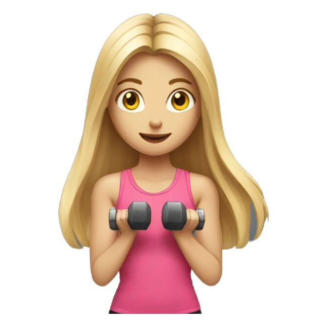 Sports Girl with long blond hair holding dumbbell on both hands sticker