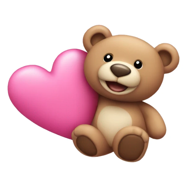 pink heart and happy teddy bear sticker