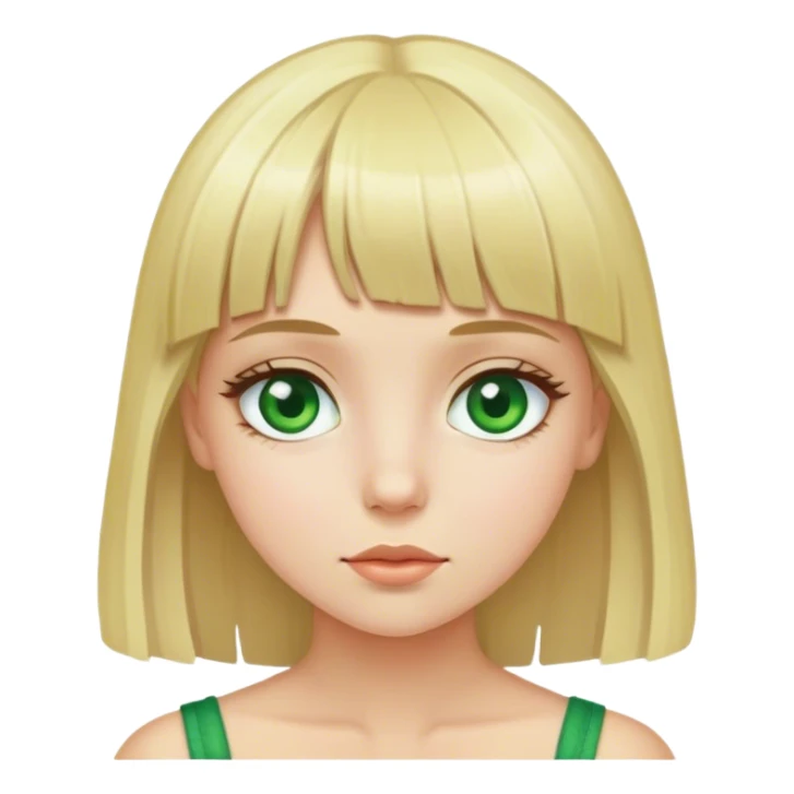 girl with blond hair, fringe, green eyes sticker