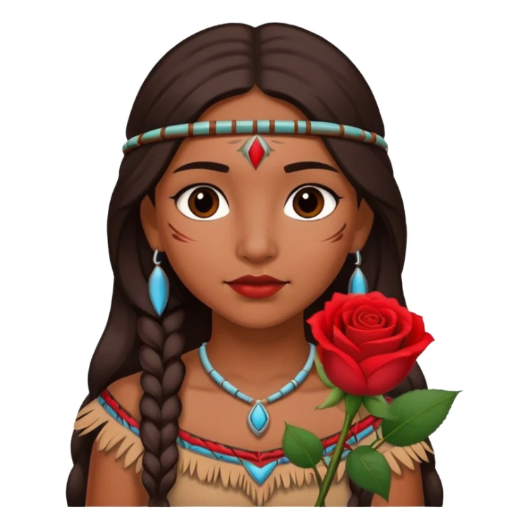 a native american girl holding a rose sticker