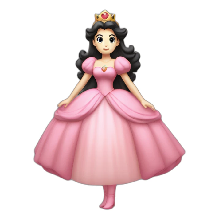 Full body Princess Peach and she has dark hair  sticker