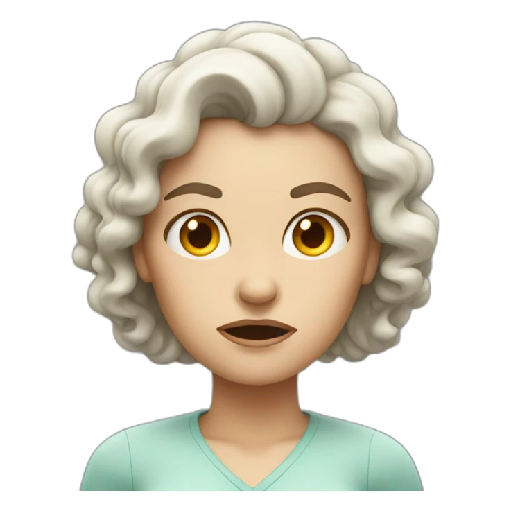 curly white woman with an angry expression on her face sticker