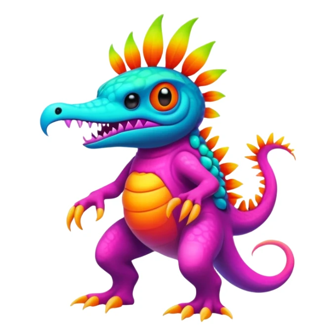 An exotic neon colorful unique bizarre eccentric Fakémon-creature (full body) sticker