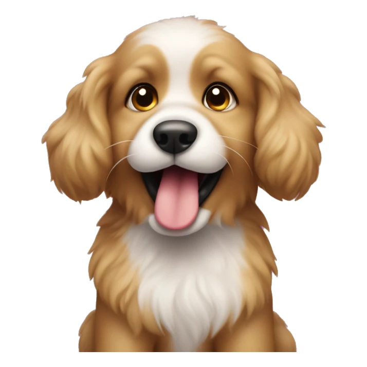 fluffy cute puppy dog sticking out his tongue sticker
