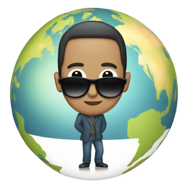 man sunglasses standing on top of earth sticker