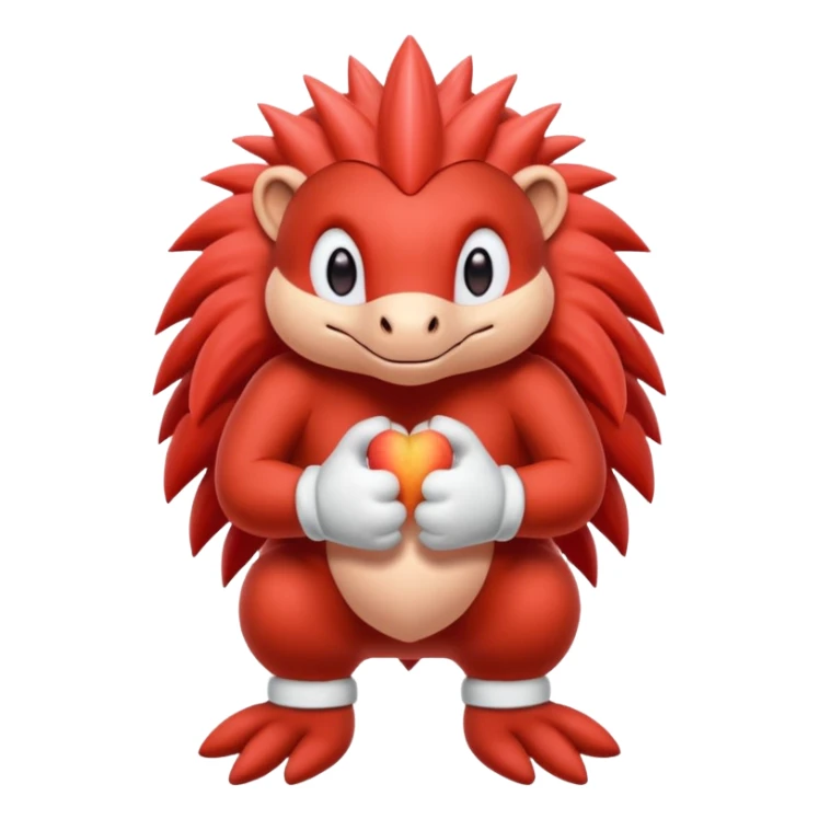 Sonic the hedgehogs friend knuckles a red animal with peach arms and white mittens that have no fingers , he’s a echidna with red eyes sticker
