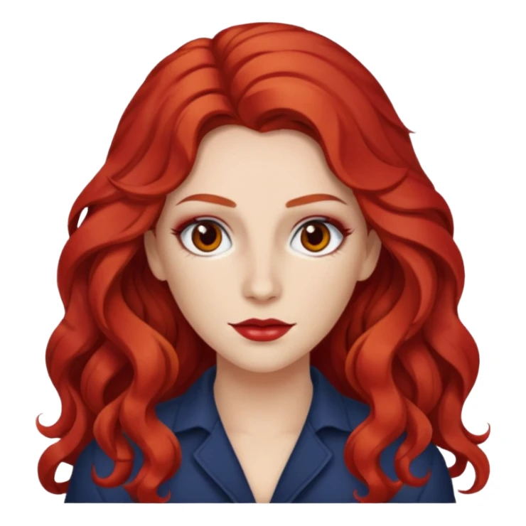 Chappell Roan (b.1998) with red long wavy hair, makeup sticker