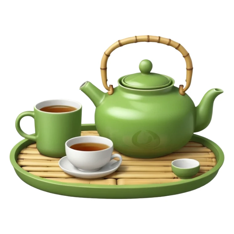 japan bamboo tray with a teapot and cup sticker