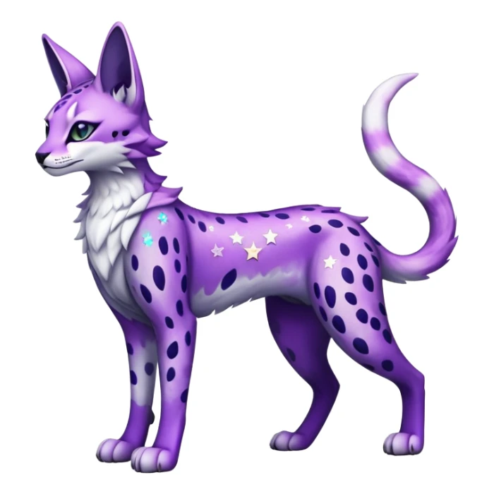Epic Edgy Black White Purple ethereal eldritch Sergal-shiny sparkle starry Serval-Fionbri full body sticker