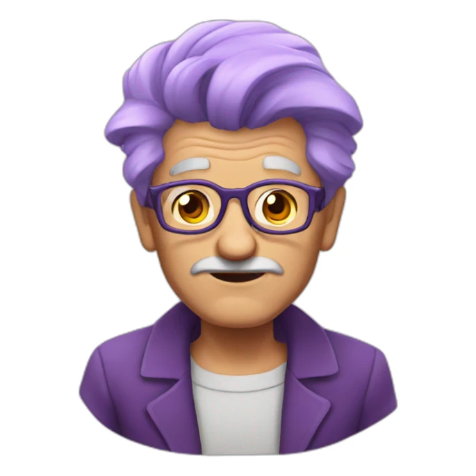 ultra ego grandpa with purple hair sticker