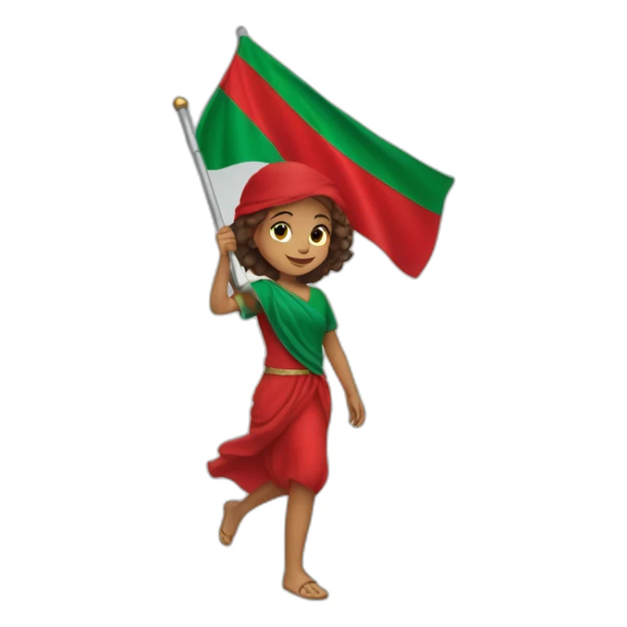 A girl carrying the flag of Morocco   sticker