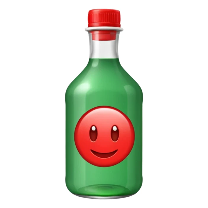 Bouteille de jet 27 avec un liquide vert à l’intérieur et un bouchon rouge sticker