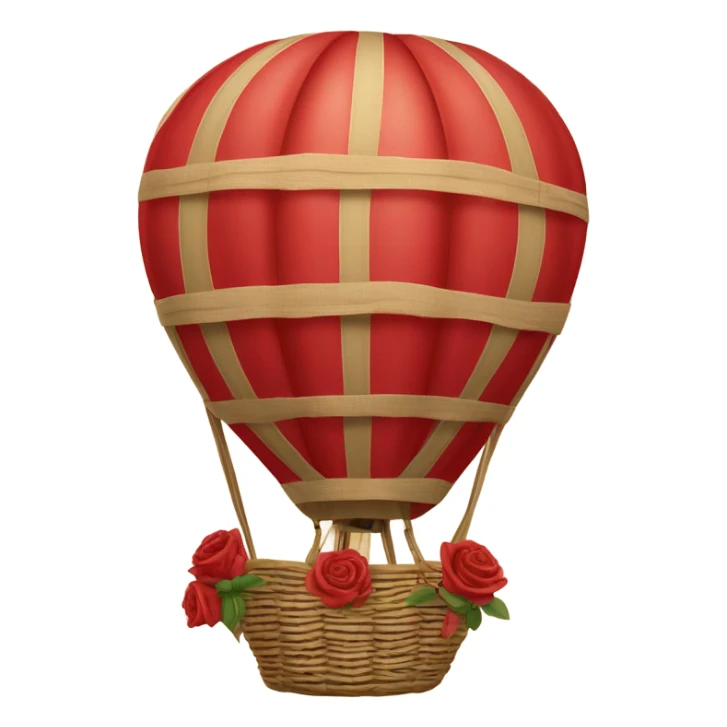 red hot air balloon and beige basket with roses sticker