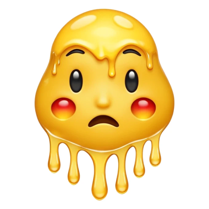upside-down melting face emoji with more exaggerated melting sticker
