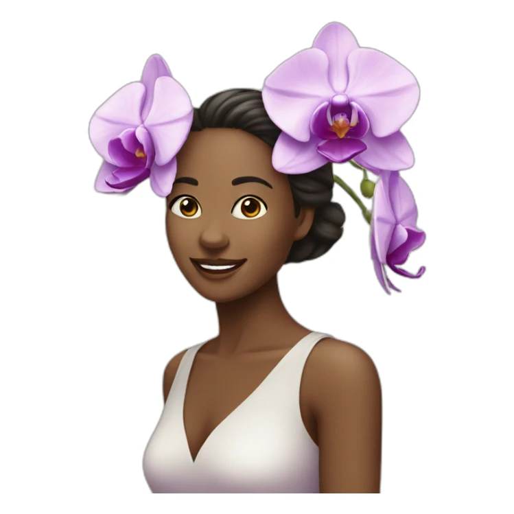 women with orchid happy sticker