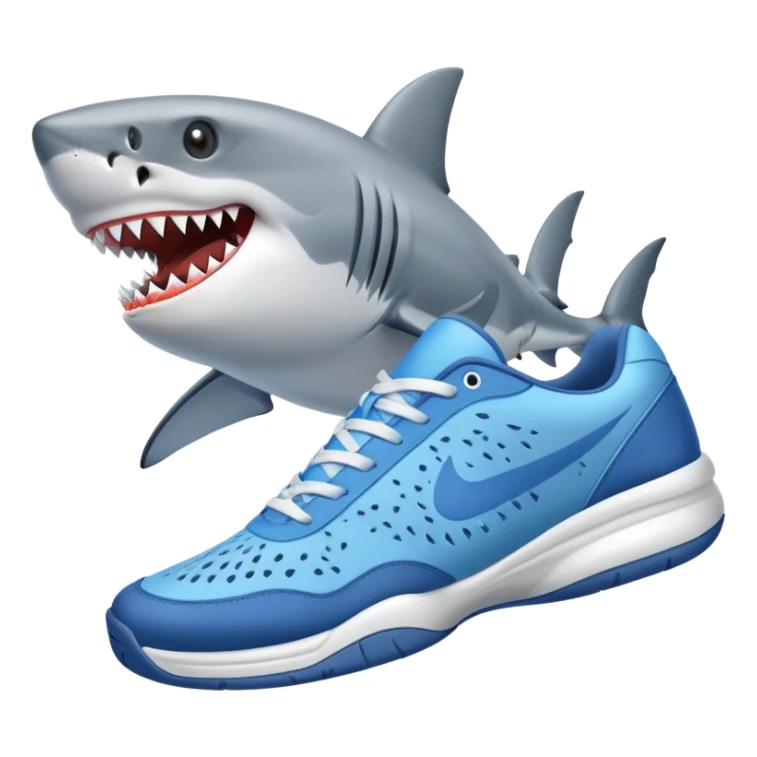 Athletic shark in blue tennis shoes sticker