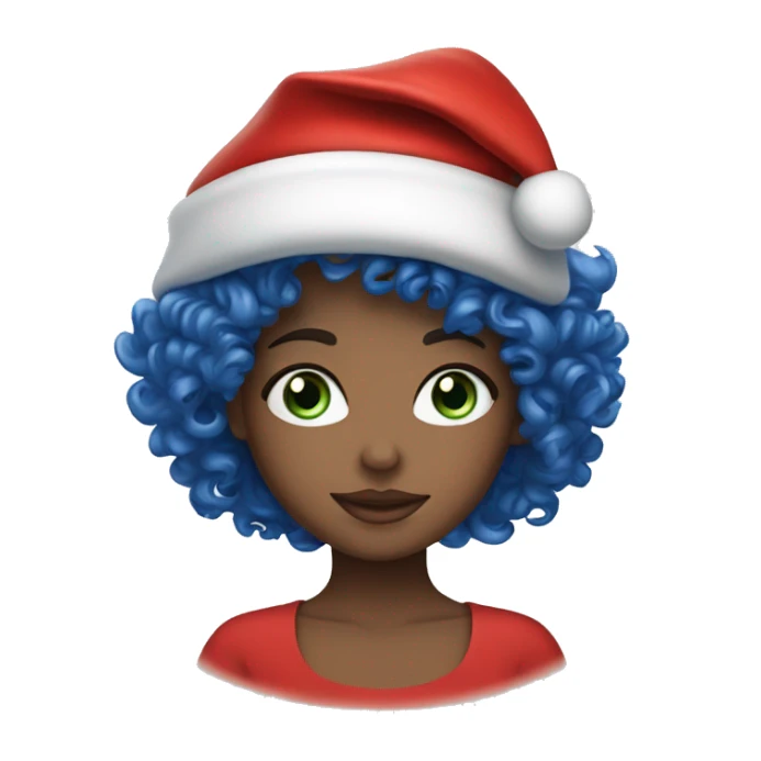 White blue eye curly girl with santa’s hat  sticker