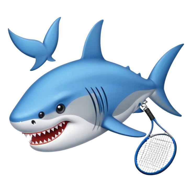 Un tiburón con un tenis azul  sticker