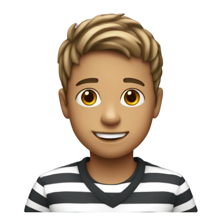 smiling boy in striped shirt sticker