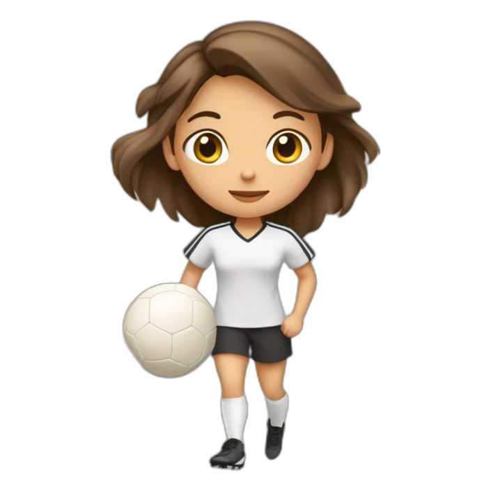 Fille footballeuse brune beige qui cour avec un ballon  sticker