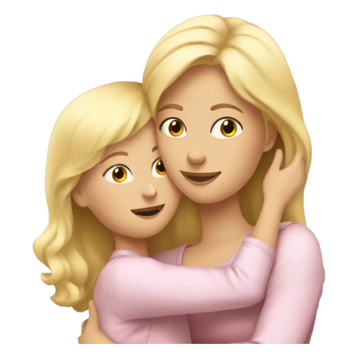 Blonde Mother huggings with a girl sticker