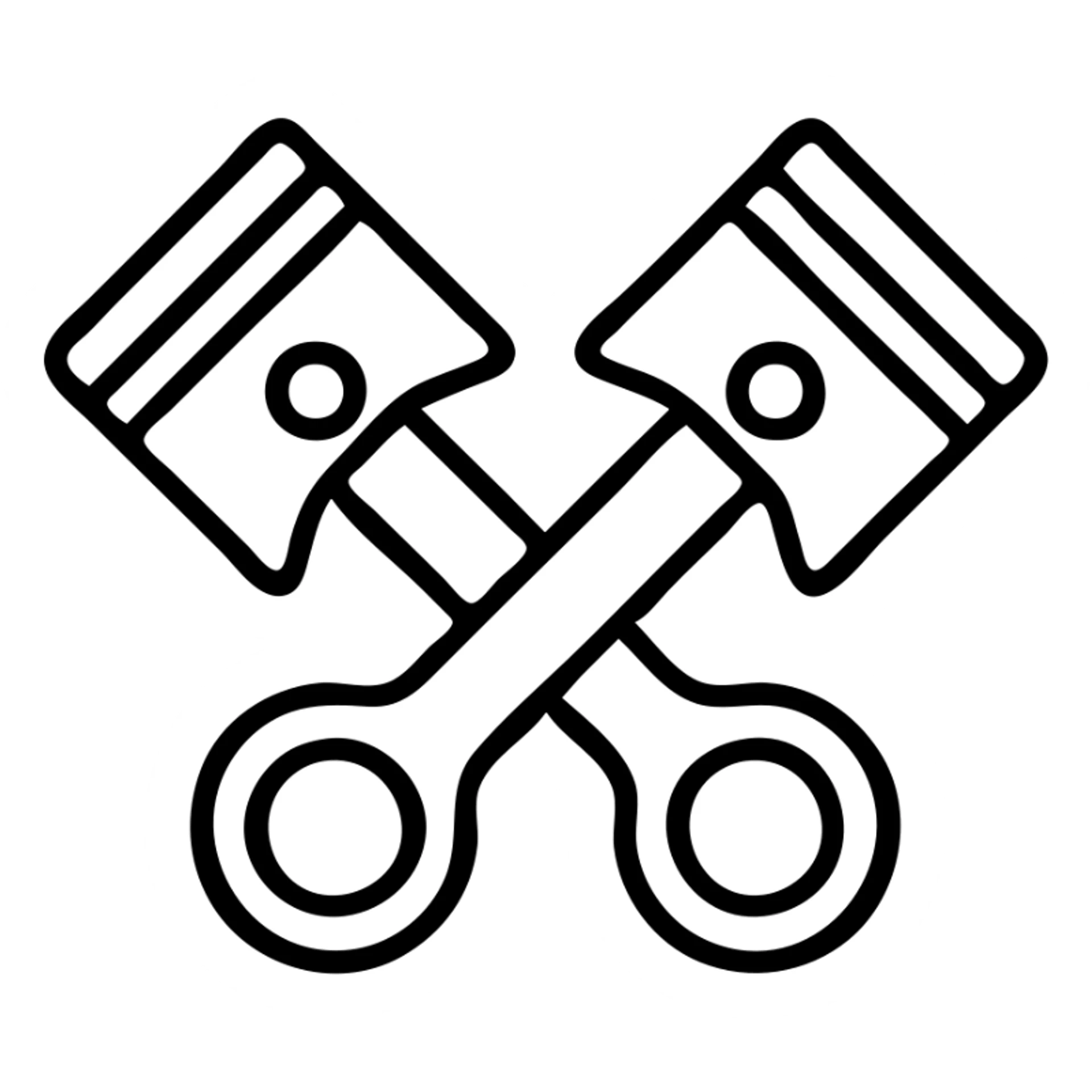 two pistons crossed into an X shape, light baby pink, outlined icon style sticker