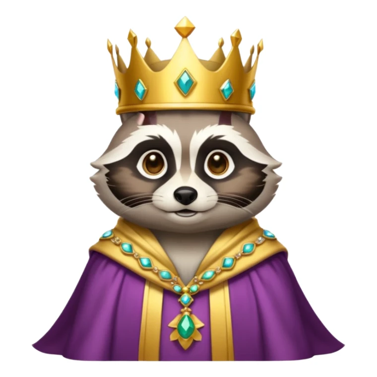 King Racoon with gold jewelled crown sticker
